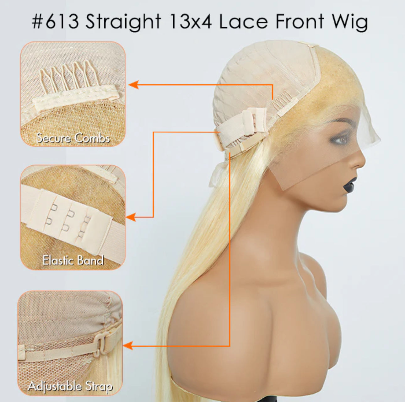 16 Inch Pre-Plucked 13"x4" #613 Straight Lace Frontal Wig 150% Density