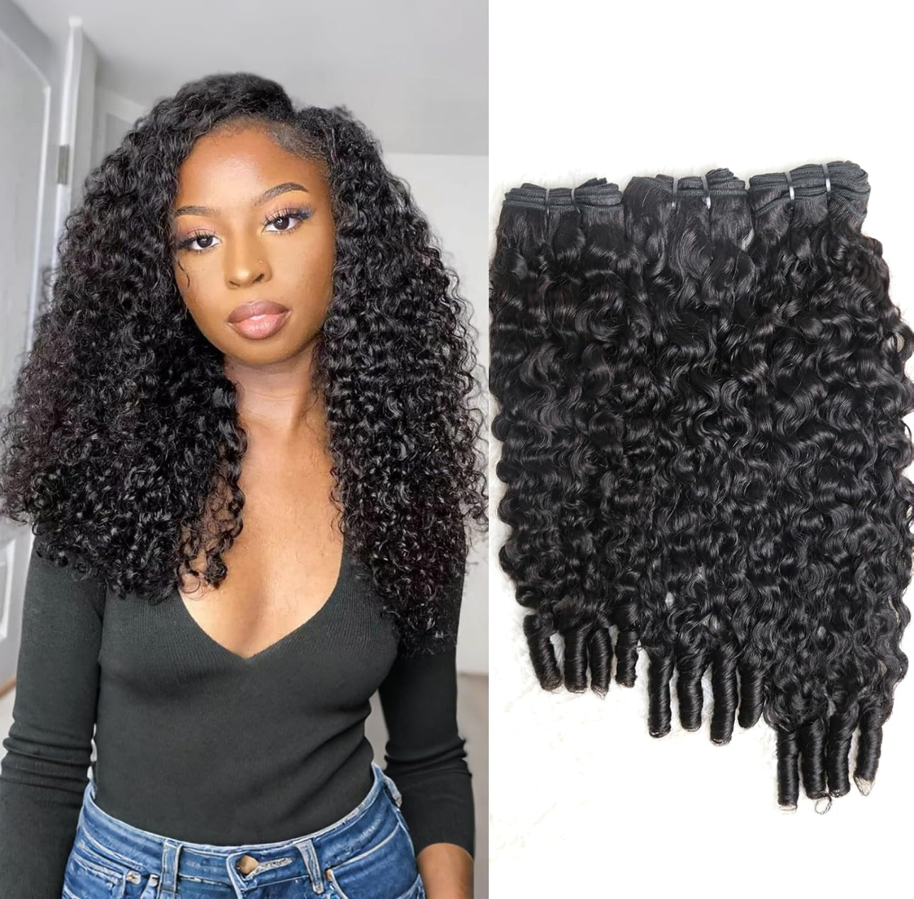 18 inch Burmese Curly Bundles Virgin Brazilian Hair #1B Natural Black