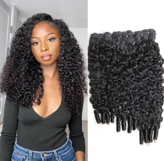 18 inch Burmese Curly Bundles Virgin Brazilian Hair #1B Natural Black